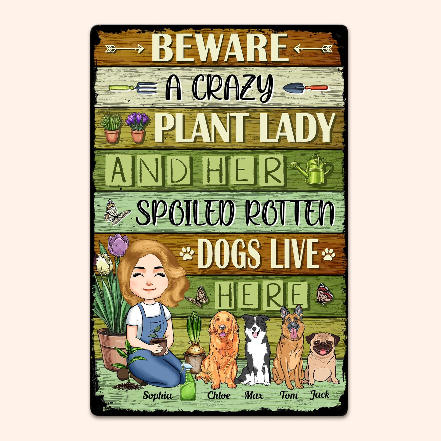 Beware Of Spoiled Rotten Dog - Personalized Metal Sign