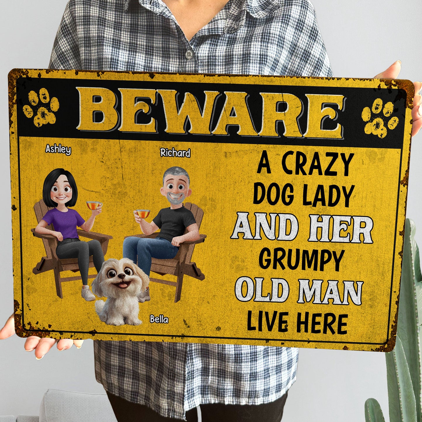 Beware_A_Crazy_Dog_Lady_And_Her_Grumpy_Old_Man_Live_Here_Personalized_Metal_Sign_5