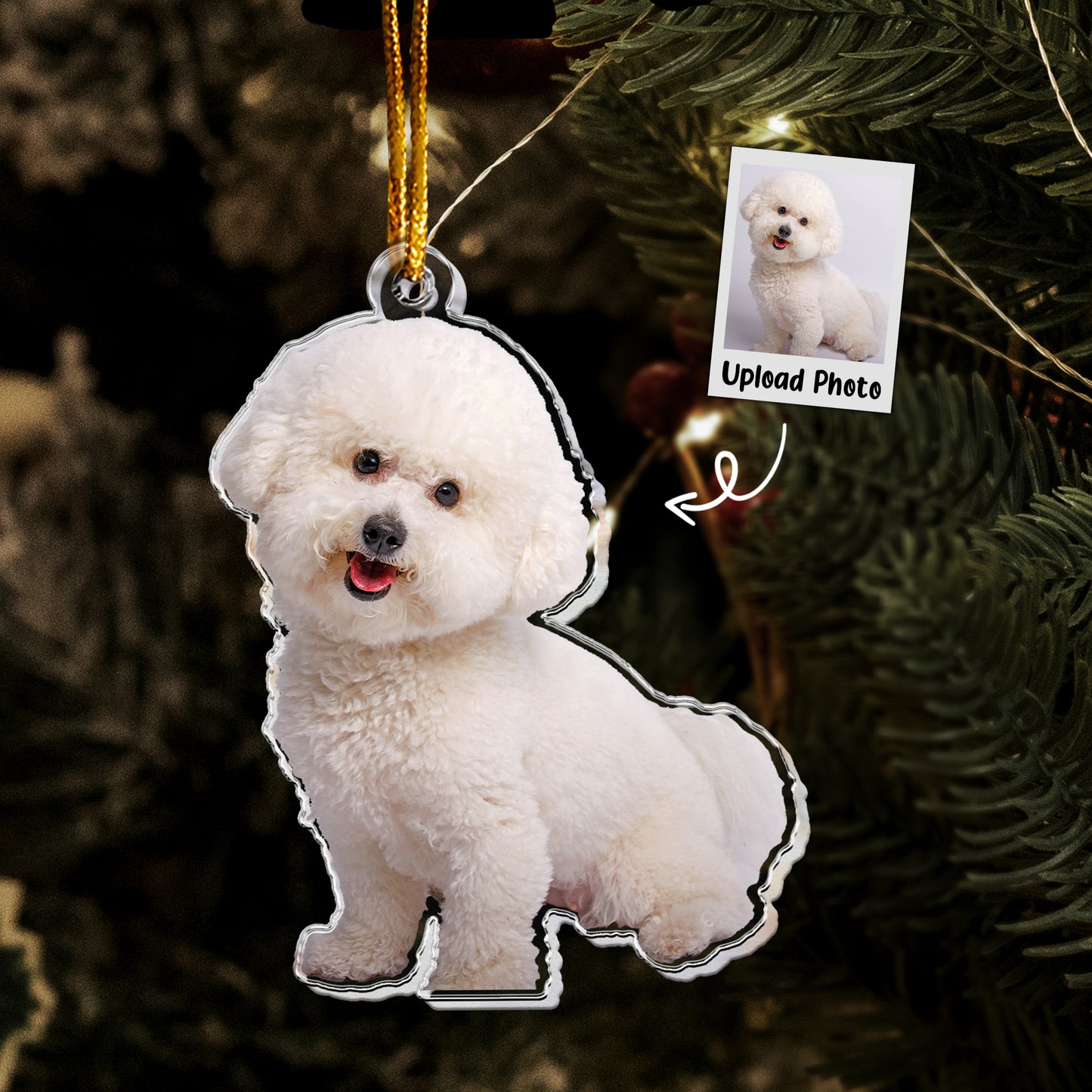 Bichon Frise Ornament - White Bichon Frise Dog - Personalized Acrylic Photo Ornament