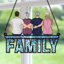 Big Family Sitting Together - Personalized Window Hanging Suncatcher Ornament