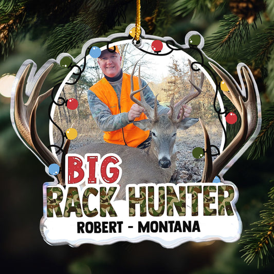 Big Rack Hunter - Personalized Acrylic Photo Ornament