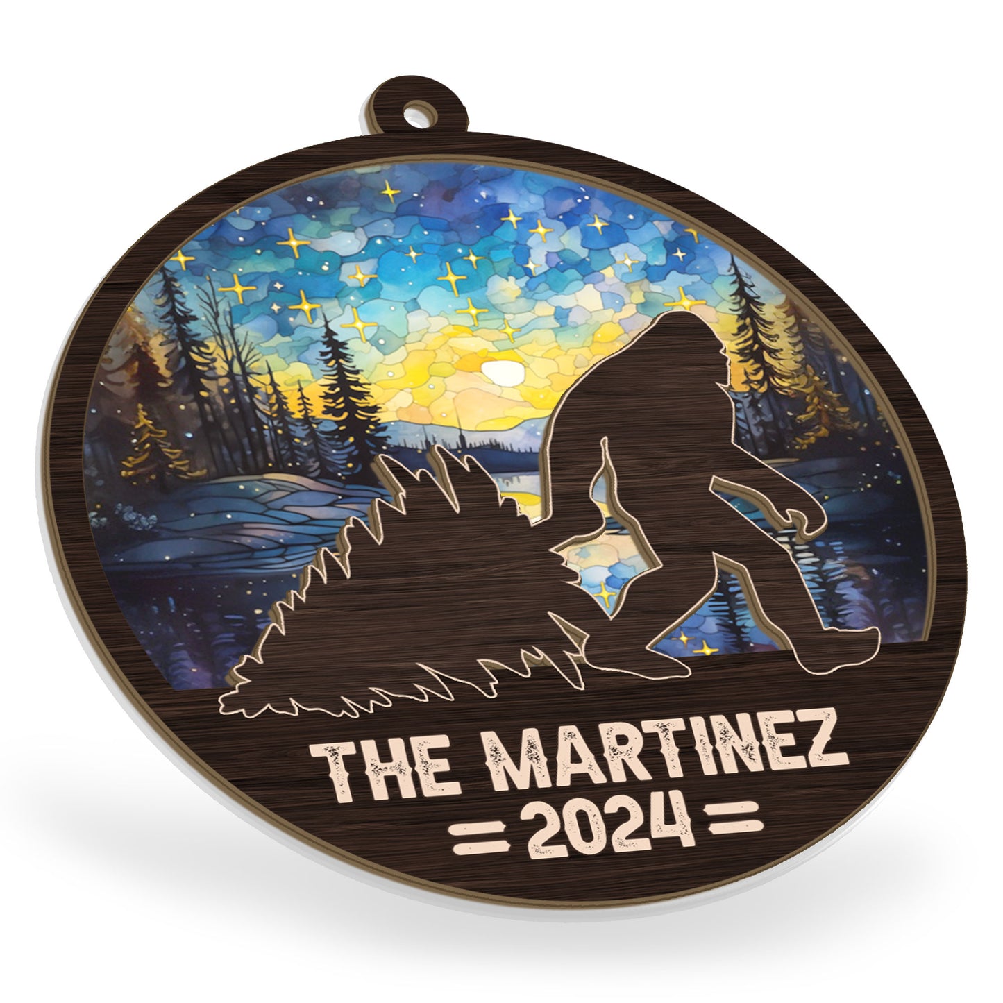 Bigfoot Christmas 2024 - Personalized Suncatcher Ornament