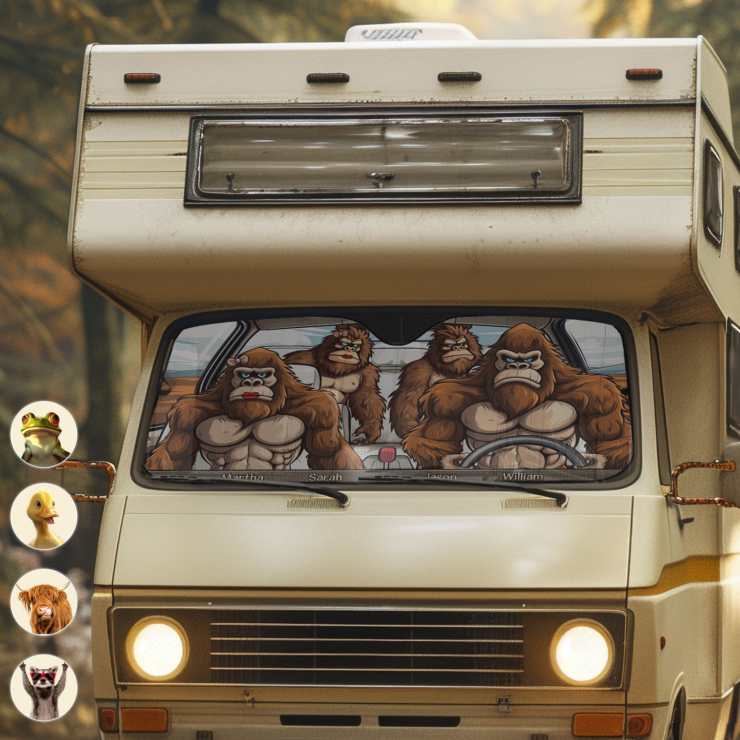 Bigfoot Family - Personalized Car Sun Shade