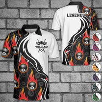 Billiard 8 Ball Flaming Pattern Polo Shirt - Custom Polo Shirt