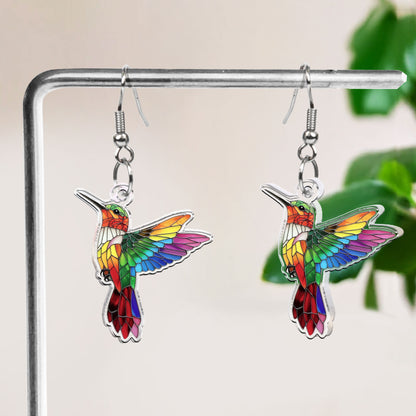 Bird Butterfly Dragonfly Bee Owl Stained Glass Effect - Personalized Acrylic Earrings