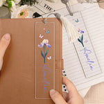 Birth Flower - Personalized Acrylic Bookmark And Keychain Set