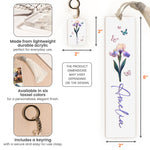 Birth Flower - Personalized Acrylic Bookmark And Keychain Set