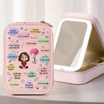 Birth Flower Affirmation - Custom Makeup Box With LED Mirror