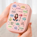 Birth Flower Affirmation - Custom Makeup Box With LED Mirror