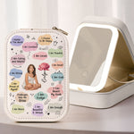 Birth Flower Affirmation - Custom Photo Makeup Box With LED Mirror