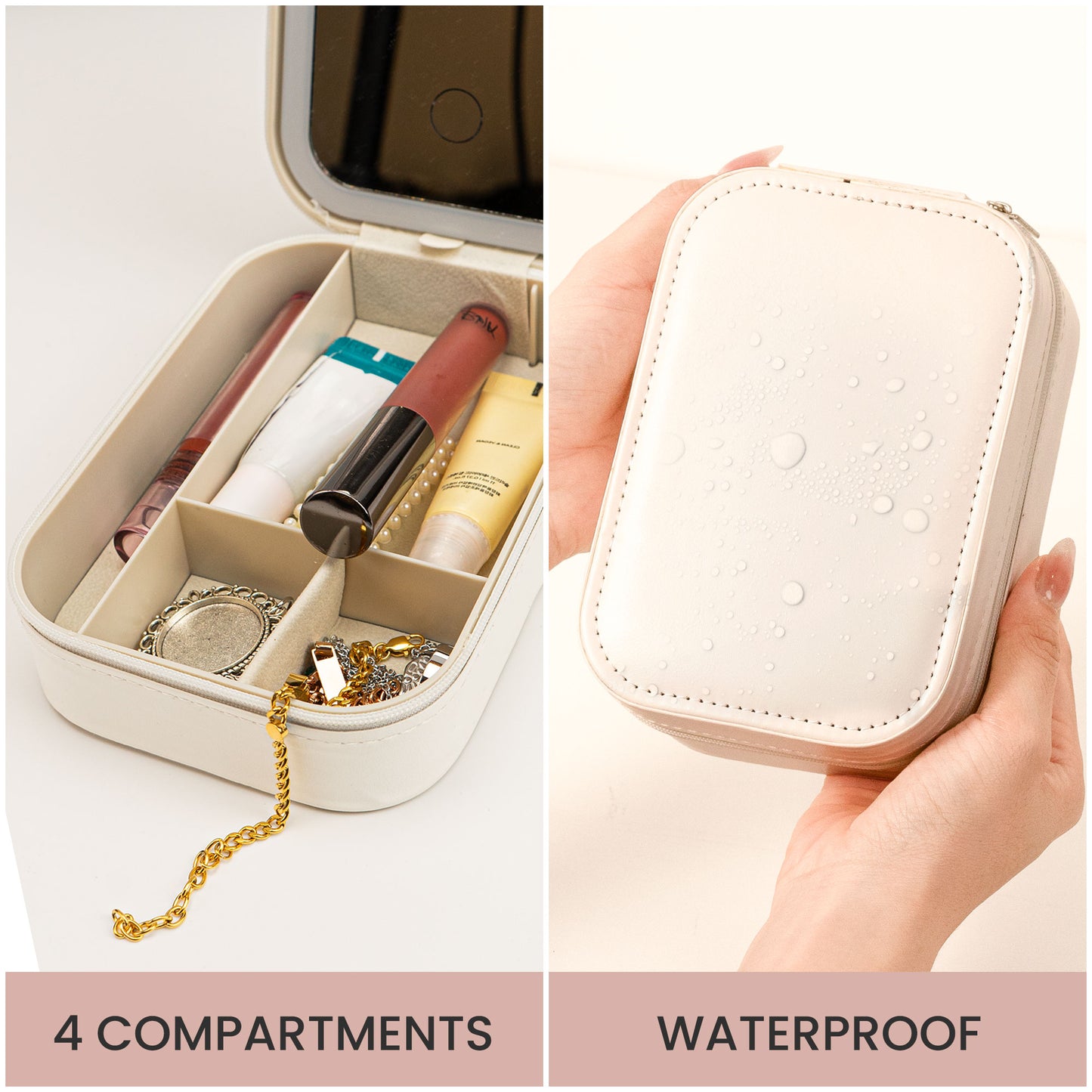 Birth Flower Affirmation - Custom Photo Makeup Box With LED Mirror