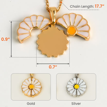 Birth Flower And Name Necklace - Personalized Daisy Necklace With Hidden Message