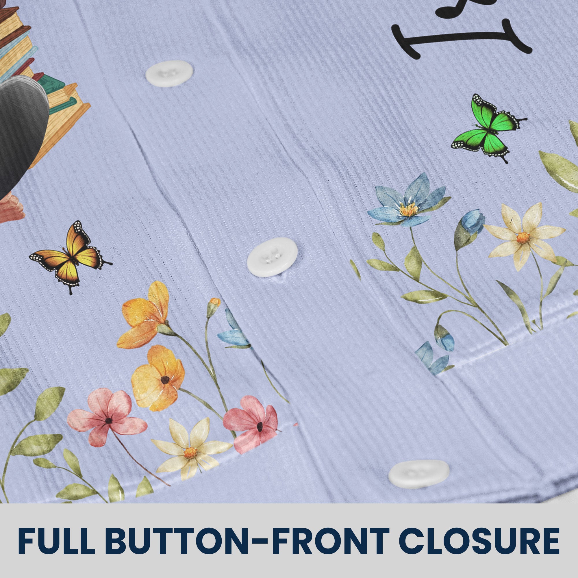 Birth Flower Book Lover - Personalized Crewneck Cardigan