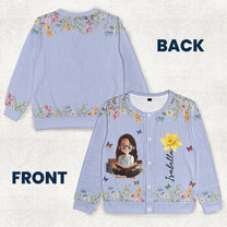 Birth Flower Book Lover - Personalized Crewneck Cardigan
