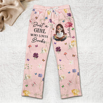 Birth Flower Book Lover - Personalized Fleece Pajama Pants