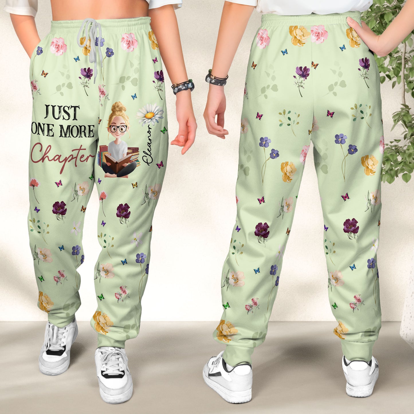 Birth Flower Book Lover - Personalized Sweatpants