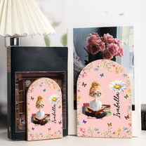 Birth Flower Book Lovers - Custom Wood Book Ends