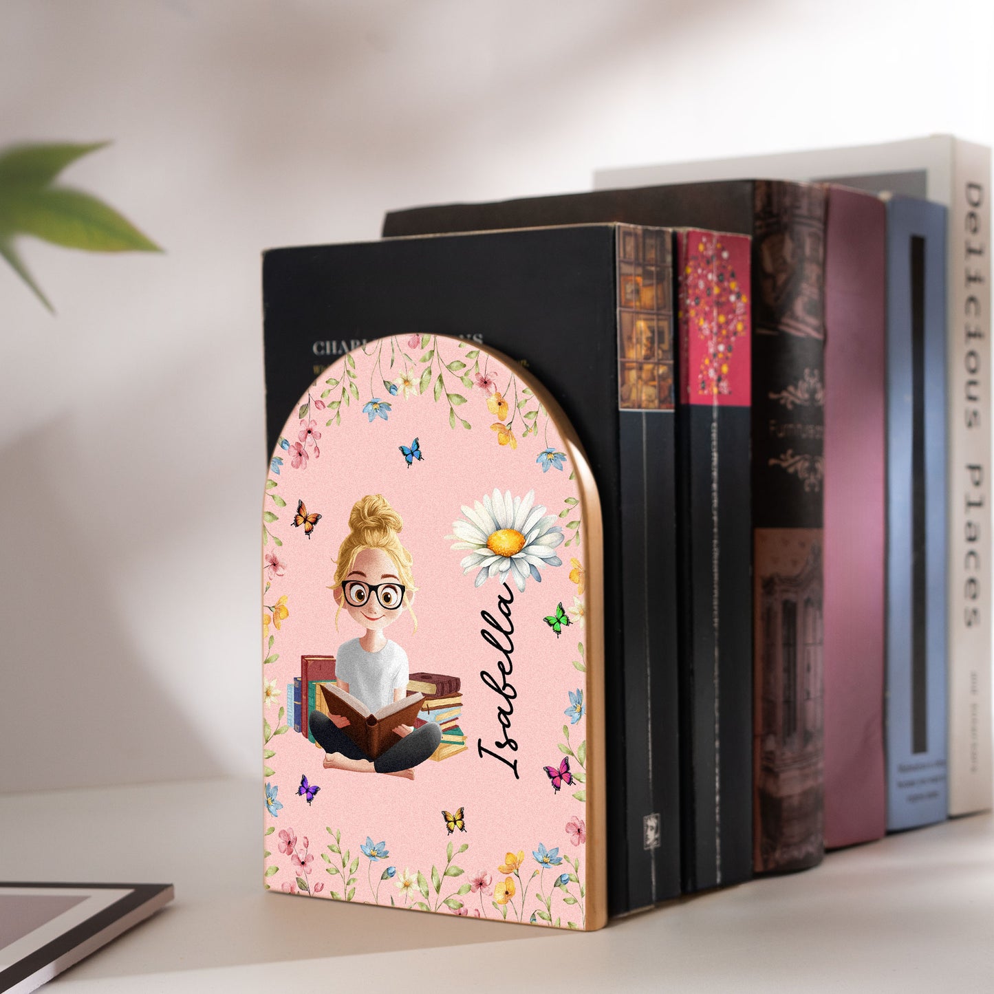 Birth Flower Book Lovers - Custom Wood Book Ends