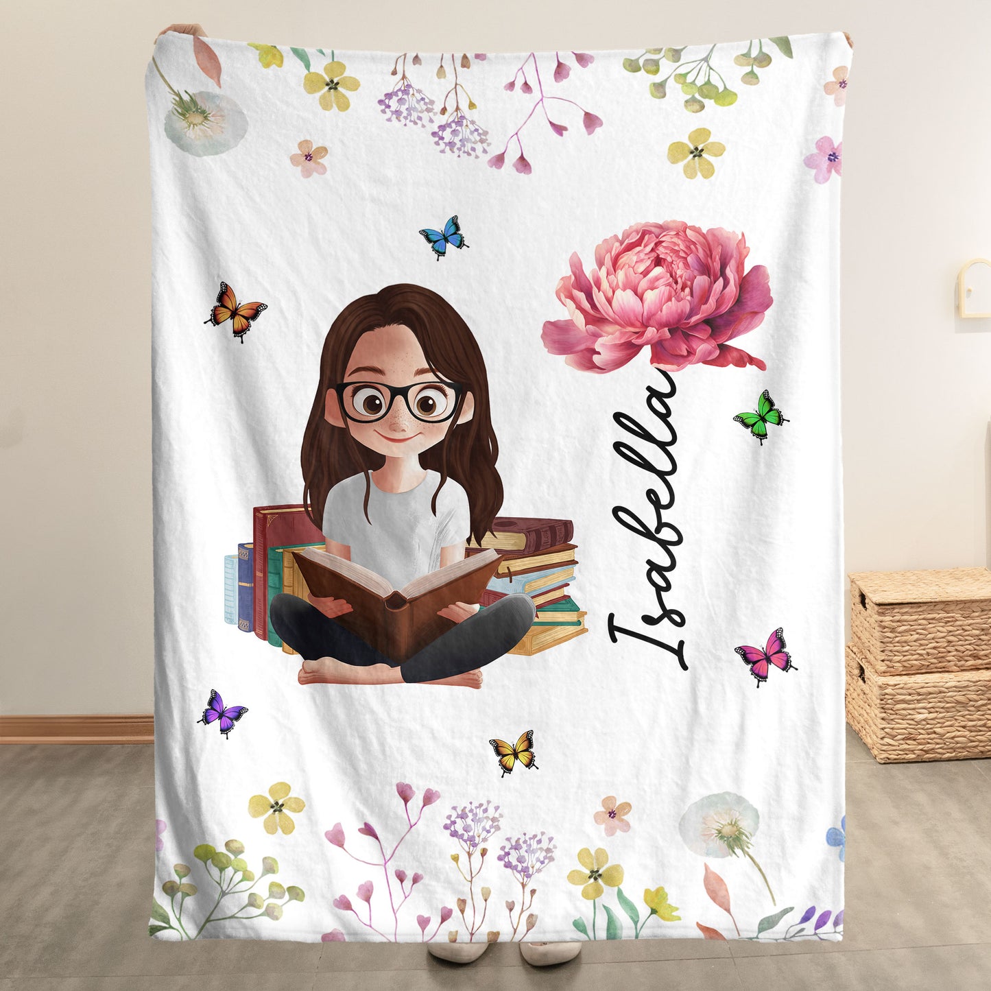 Birth Flower Book Lovers - Personalized Blanket