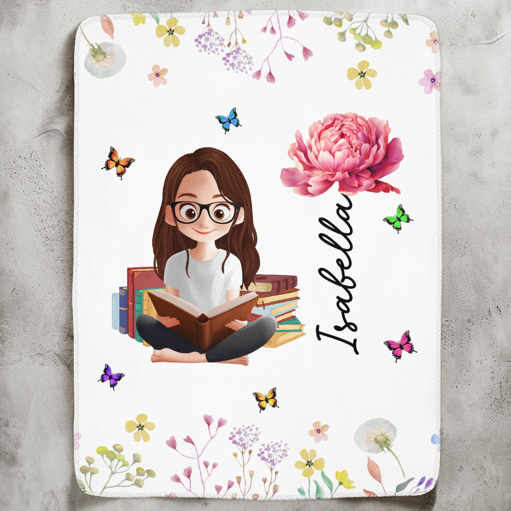 Birth Flower Book Lovers - Personalized Blanket
