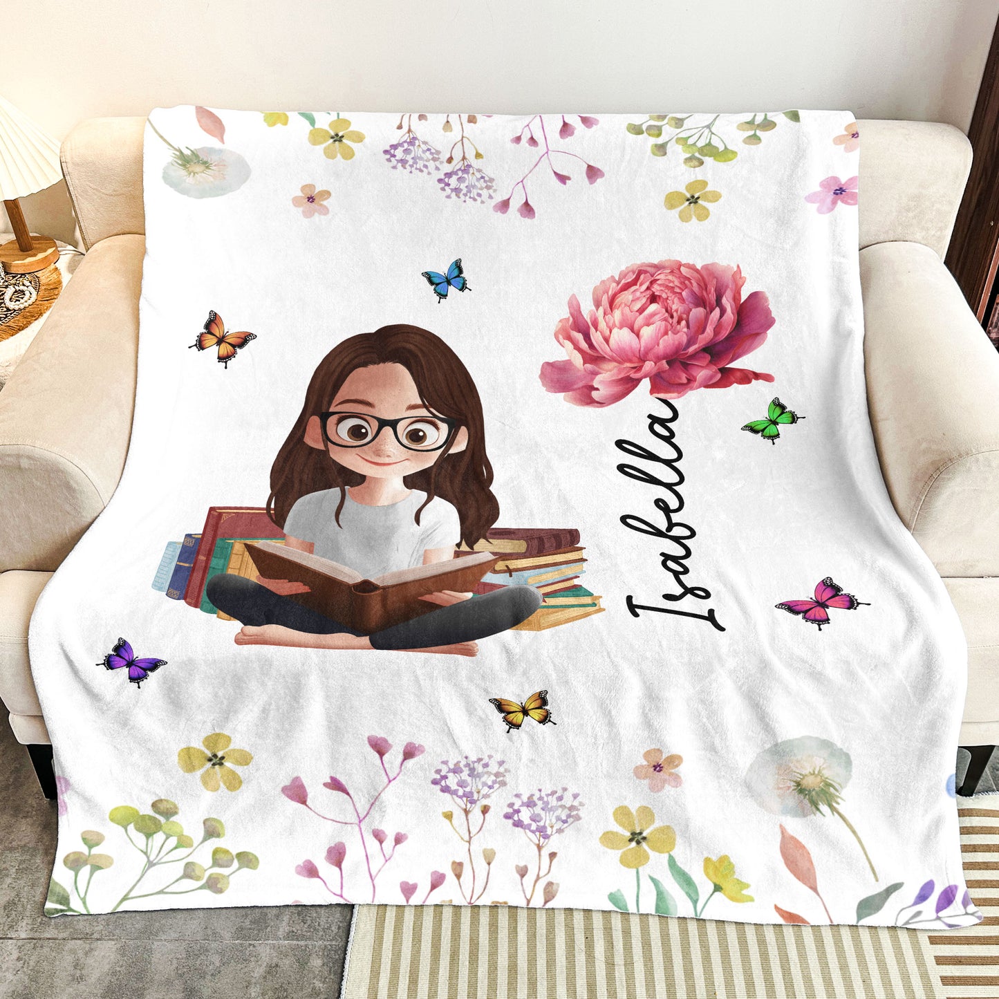 Birth Flower Book Lovers - Personalized Blanket