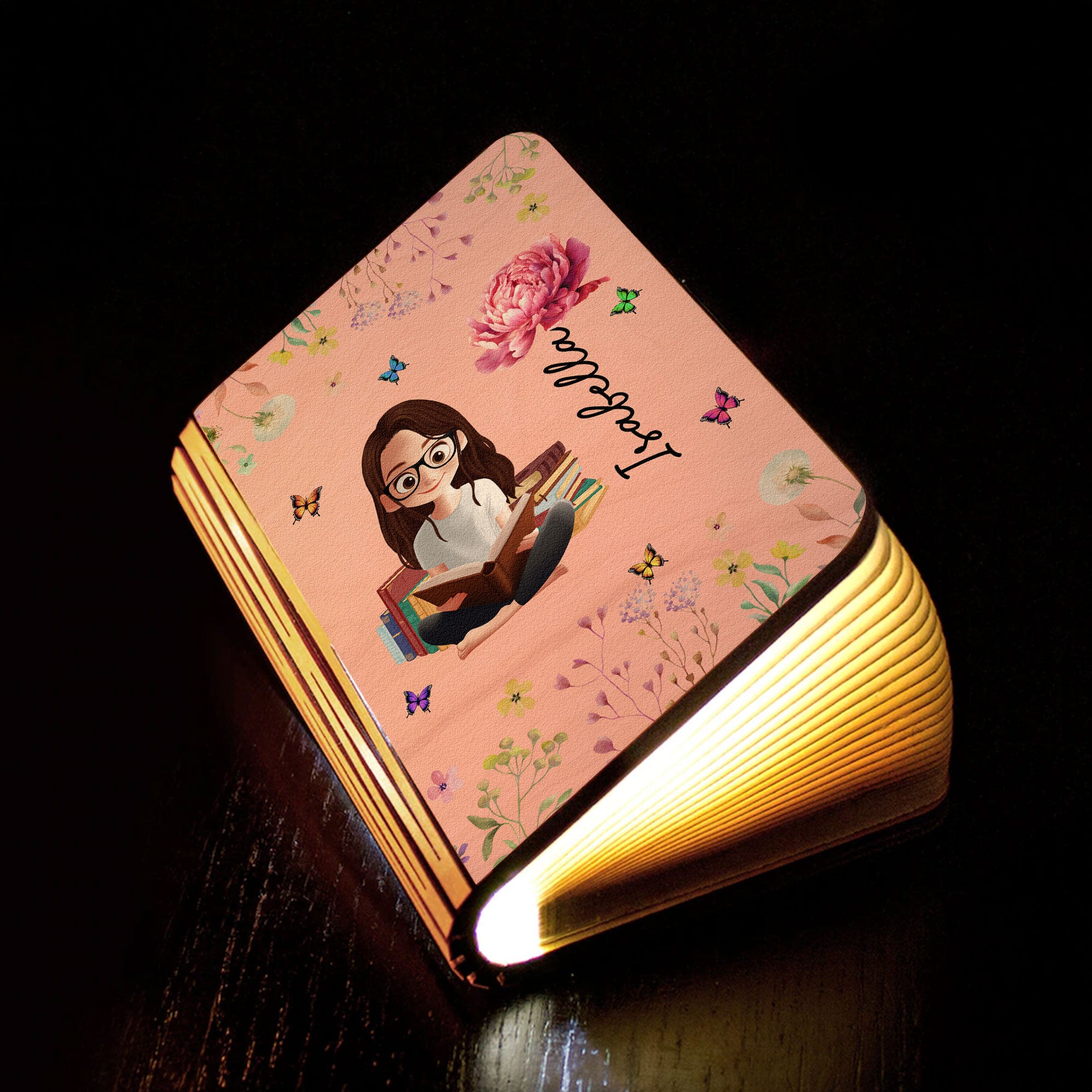 Birth Flower Book Lovers - Personalized Book Lamp