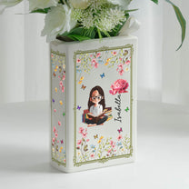 Birth Flower Book Lovers - Personalized Ceramic Book Vase
