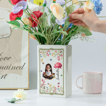 Birth Flower Book Lovers - Personalized Ceramic Book Vase