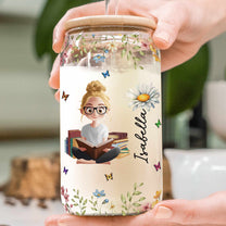 Birth Flower Book Lovers - Personalized Clear Glass Cup