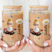 Birth Flower Book Lovers - Personalized Clear Glass Cup