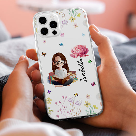 Birth Flower Book Lovers - Personalized Clear Phone Case
