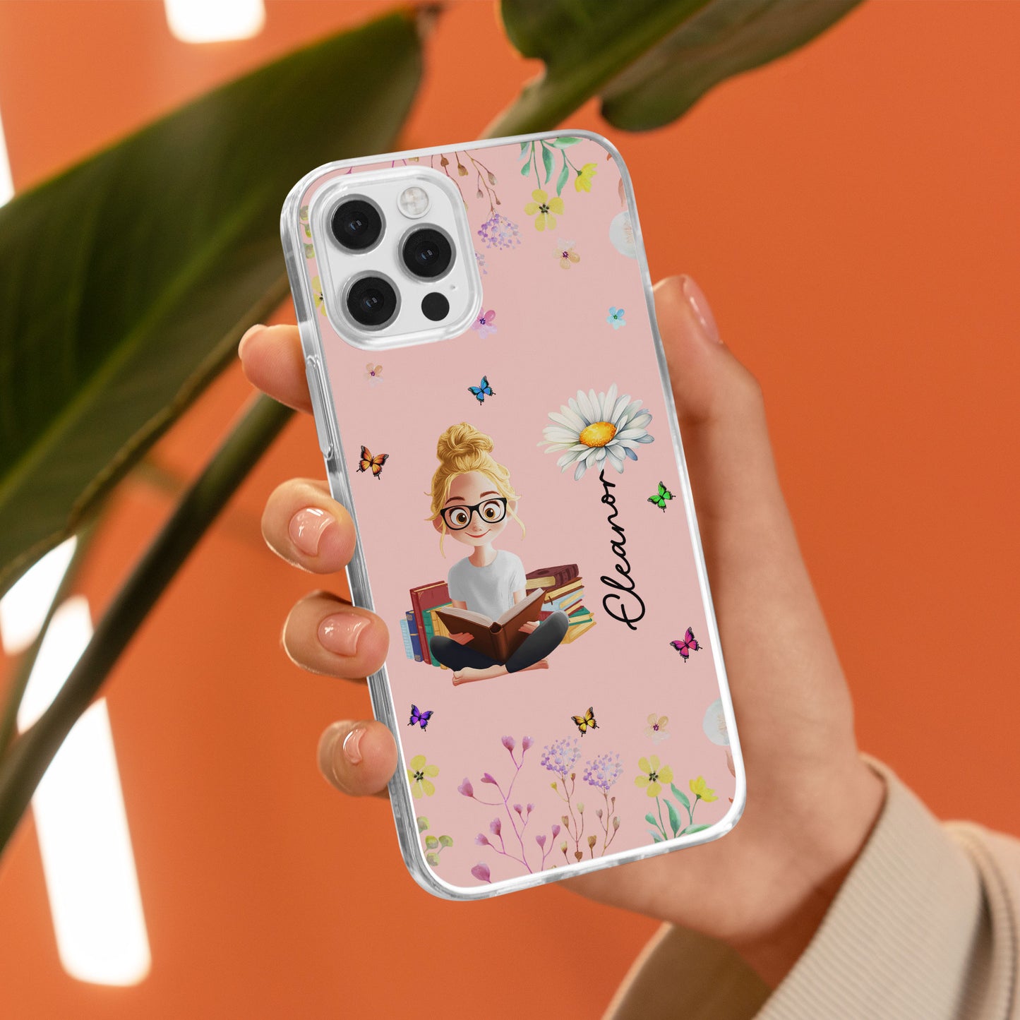 Birth Flower Book Lovers - Personalized Clear Phone Case