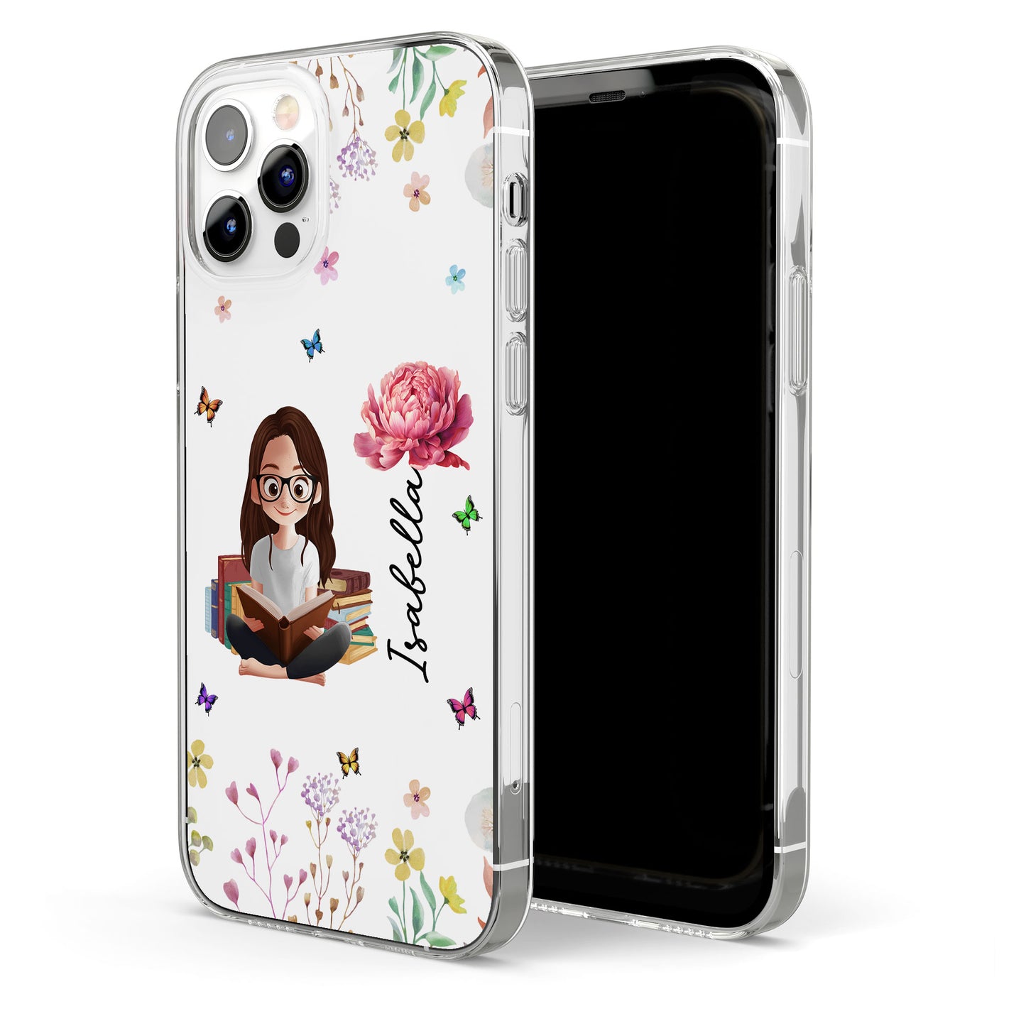 Birth Flower Book Lovers - Personalized Clear Phone Case