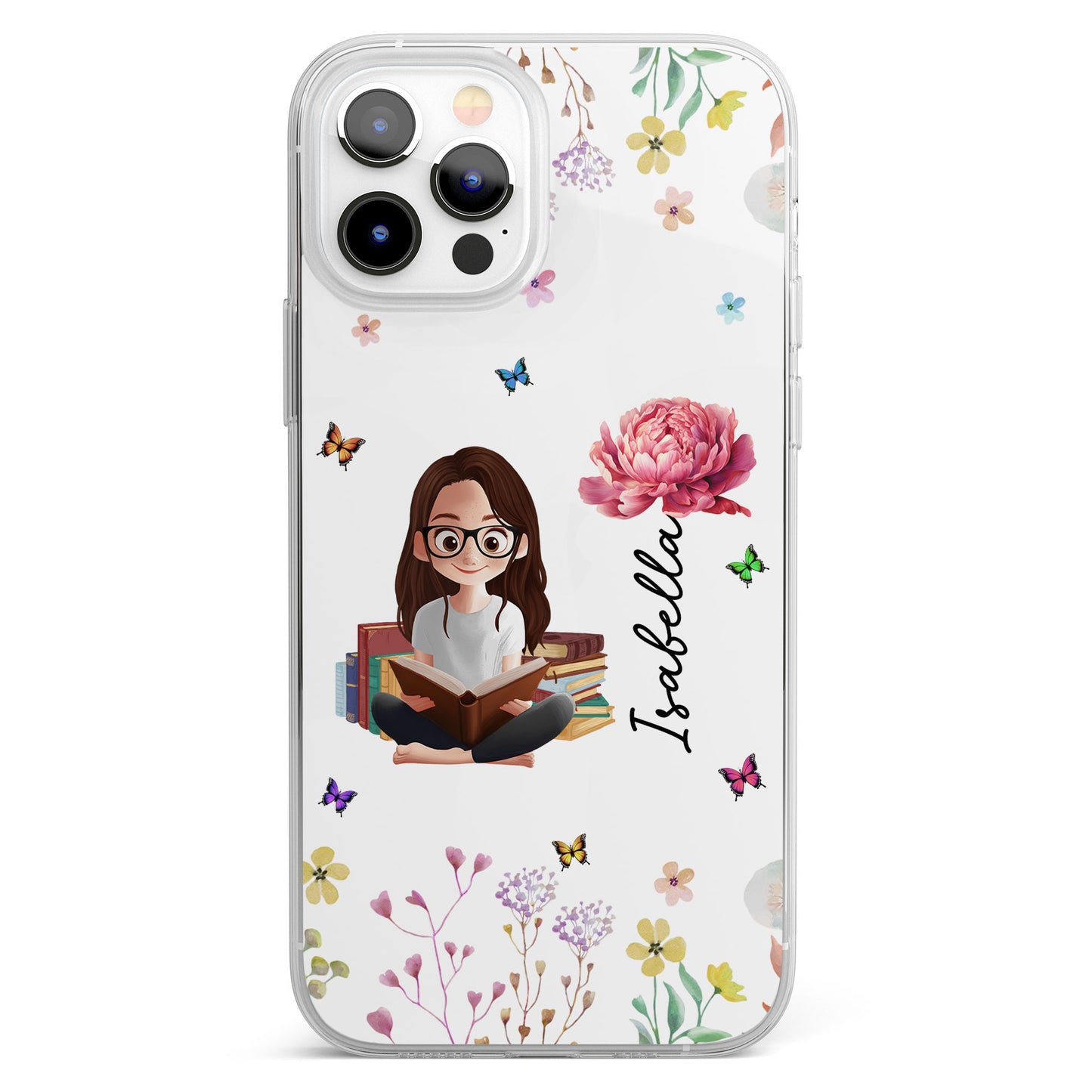 Birth Flower Book Lovers - Personalized Clear Phone Case