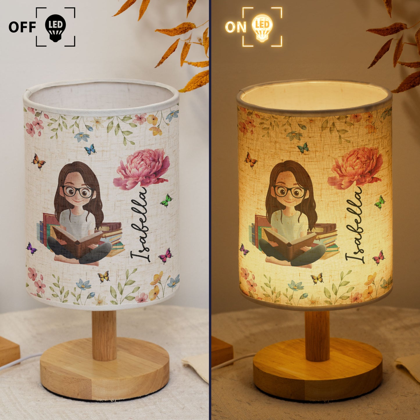 Birth Flower Book Lovers - Personalized Fabric Lamp