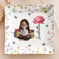 Birth Flower Book Lovers - Personalized Jewelry Dish