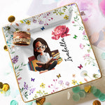 Birth Flower Book Lovers - Personalized Jewelry Dish
