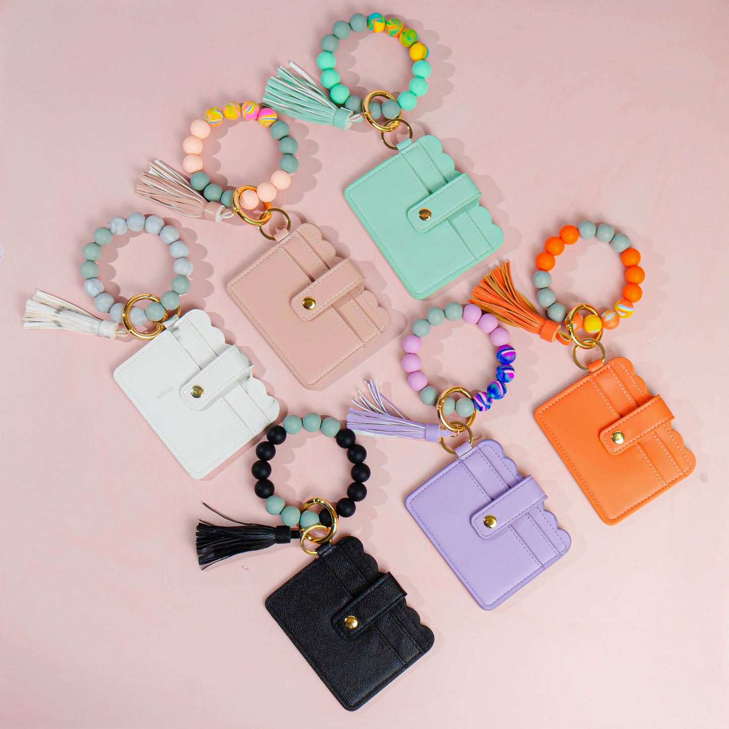 Birth Flower Book Lovers - Personalized Keychain Wristlet Leather Wallet