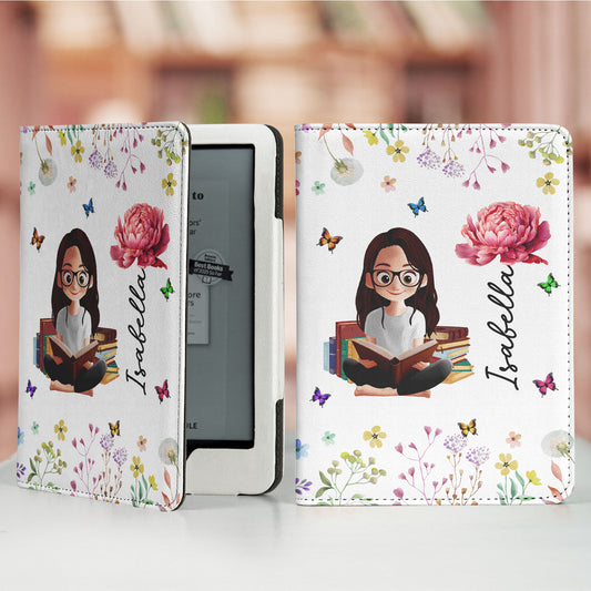Birth Flower Book Lovers - Personalized Kindle Paperwhite Case With Stand