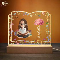 Birth Flower Book Lovers - Personalized LED Light