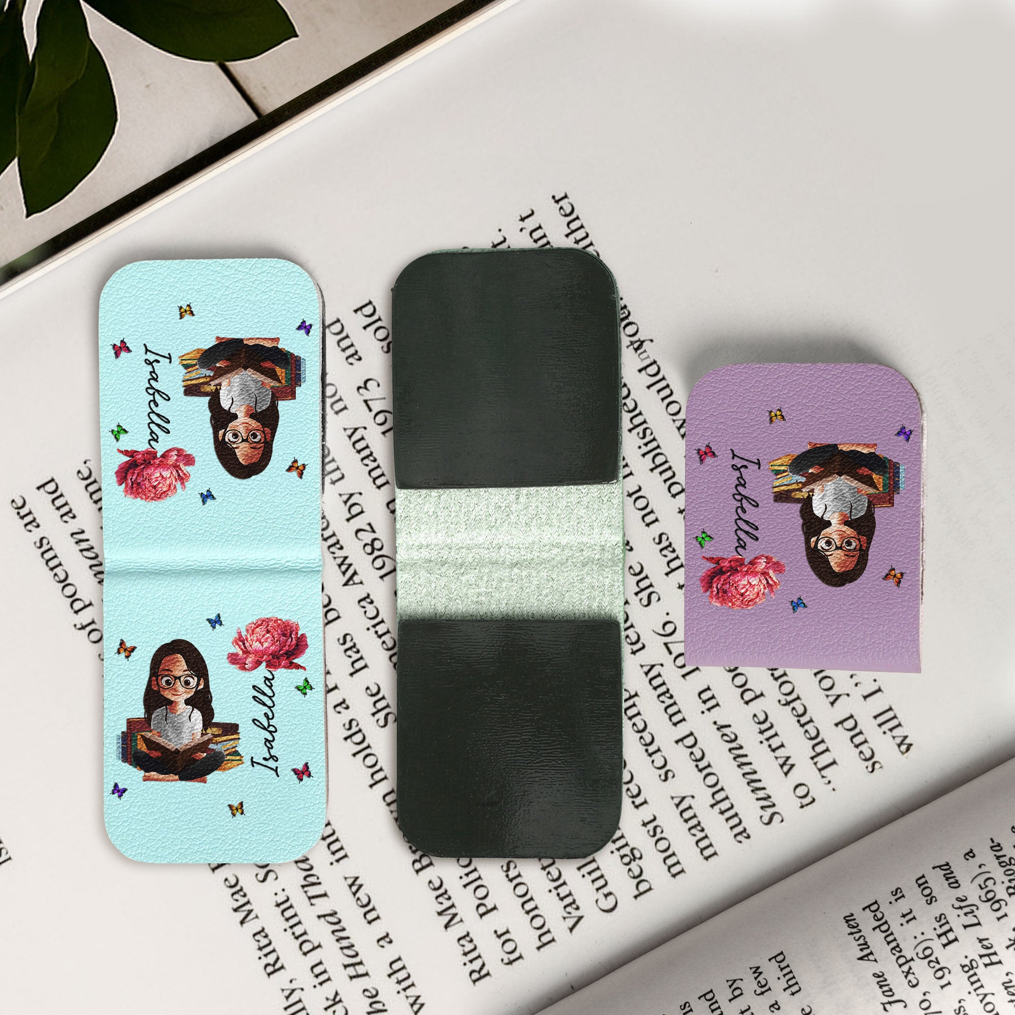 2PCS Magnetic Leather Bookmark With Initial, Double-Sided Bookmarks Fo