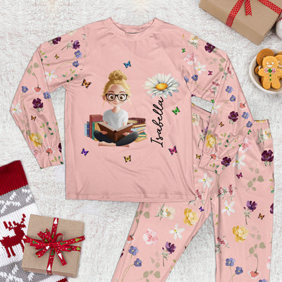 Birth Flower Book Lovers - Personalized Pajama Set