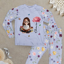 Birth Flower Book Lovers - Personalized Pajama Set