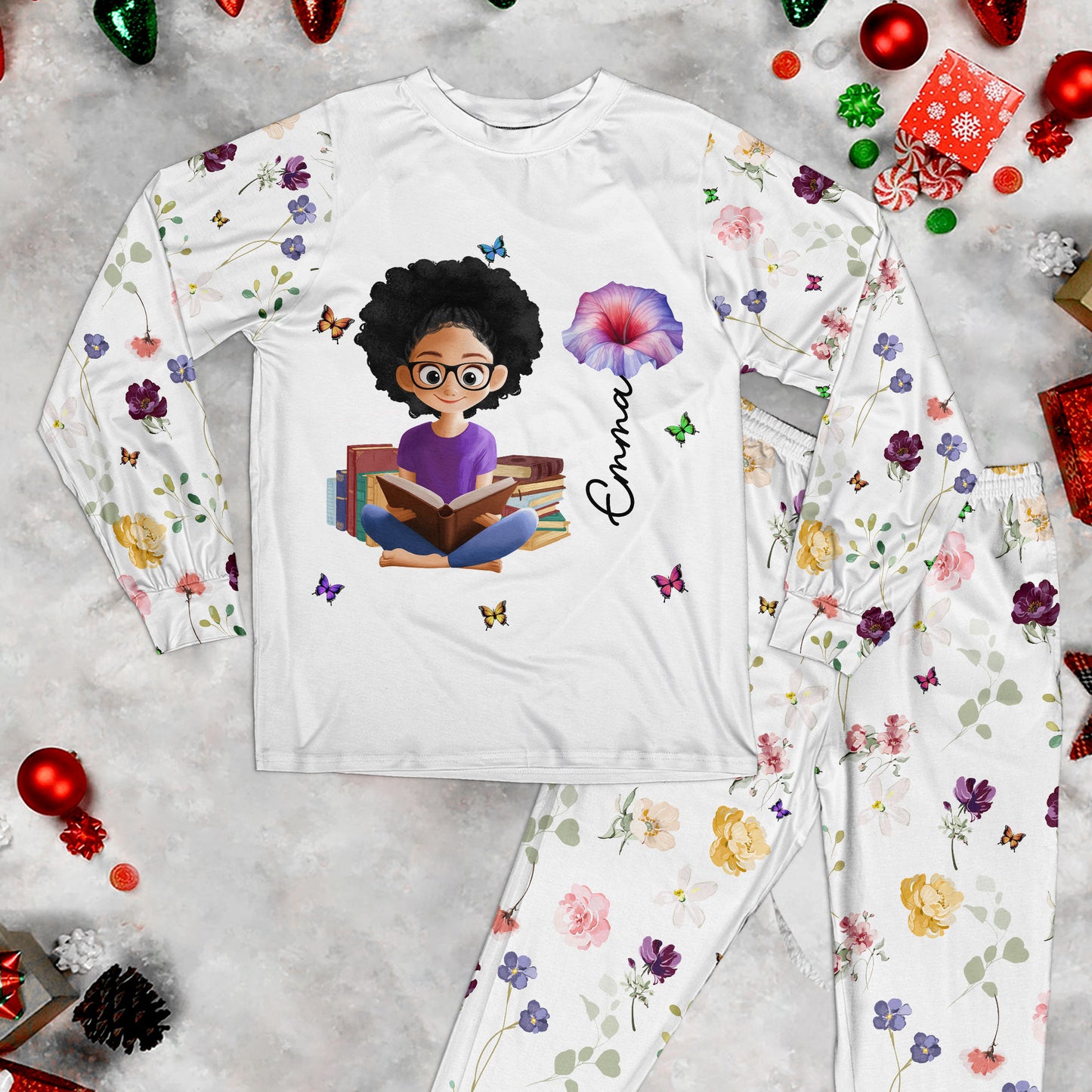 Birth Flower Book Lovers - Personalized Pajama Set