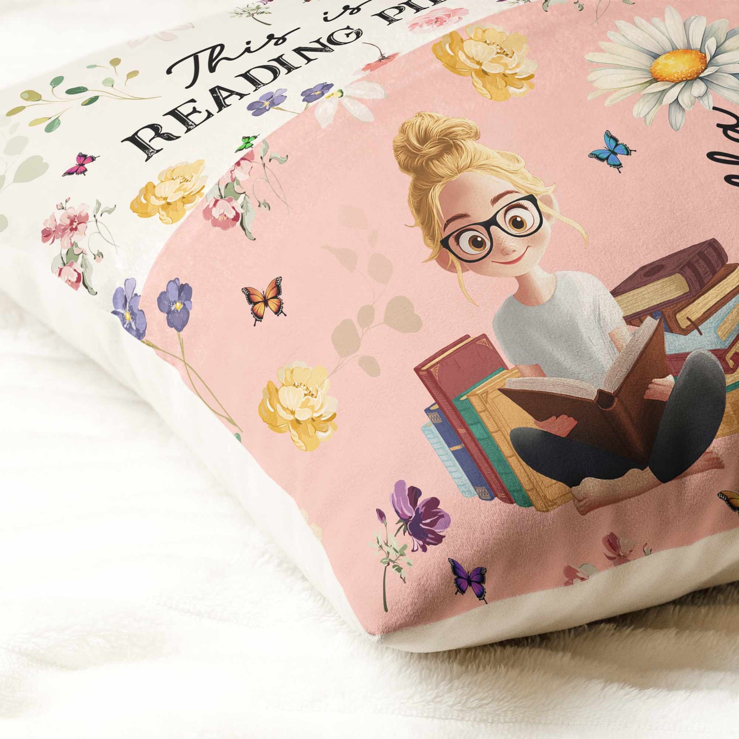 Birth Flower Book Lovers - Personalized Pocket Pillow (Insert Included)