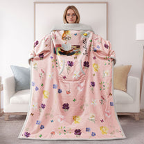 Birth Flower Book Lovers - Personalized Wearable Blanket With Sleeves