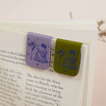 Birth Flower Book Lovers Toile De Jouy - Personalized Leather Magnetic Bookmark