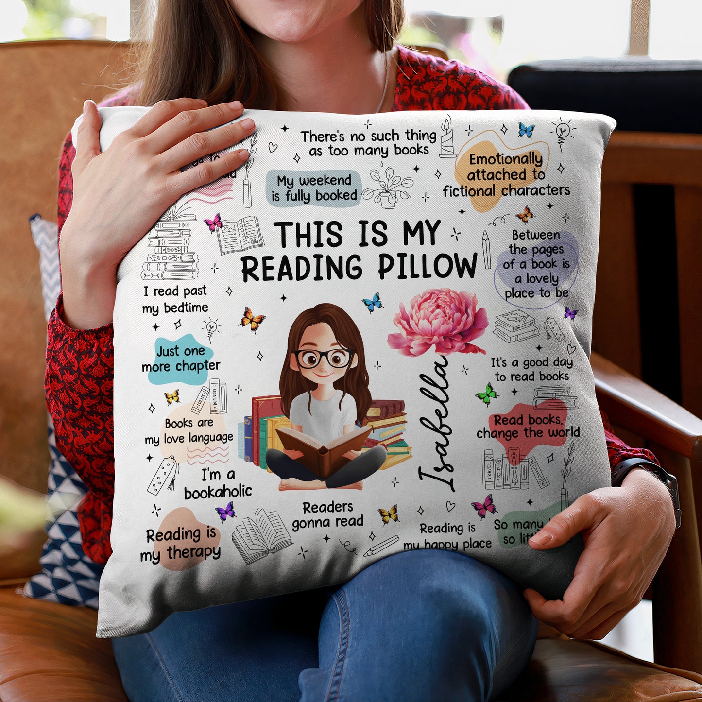 Birth Flower Book Lovers, Books Quotes - Personalized Pillow (Insert Included)
