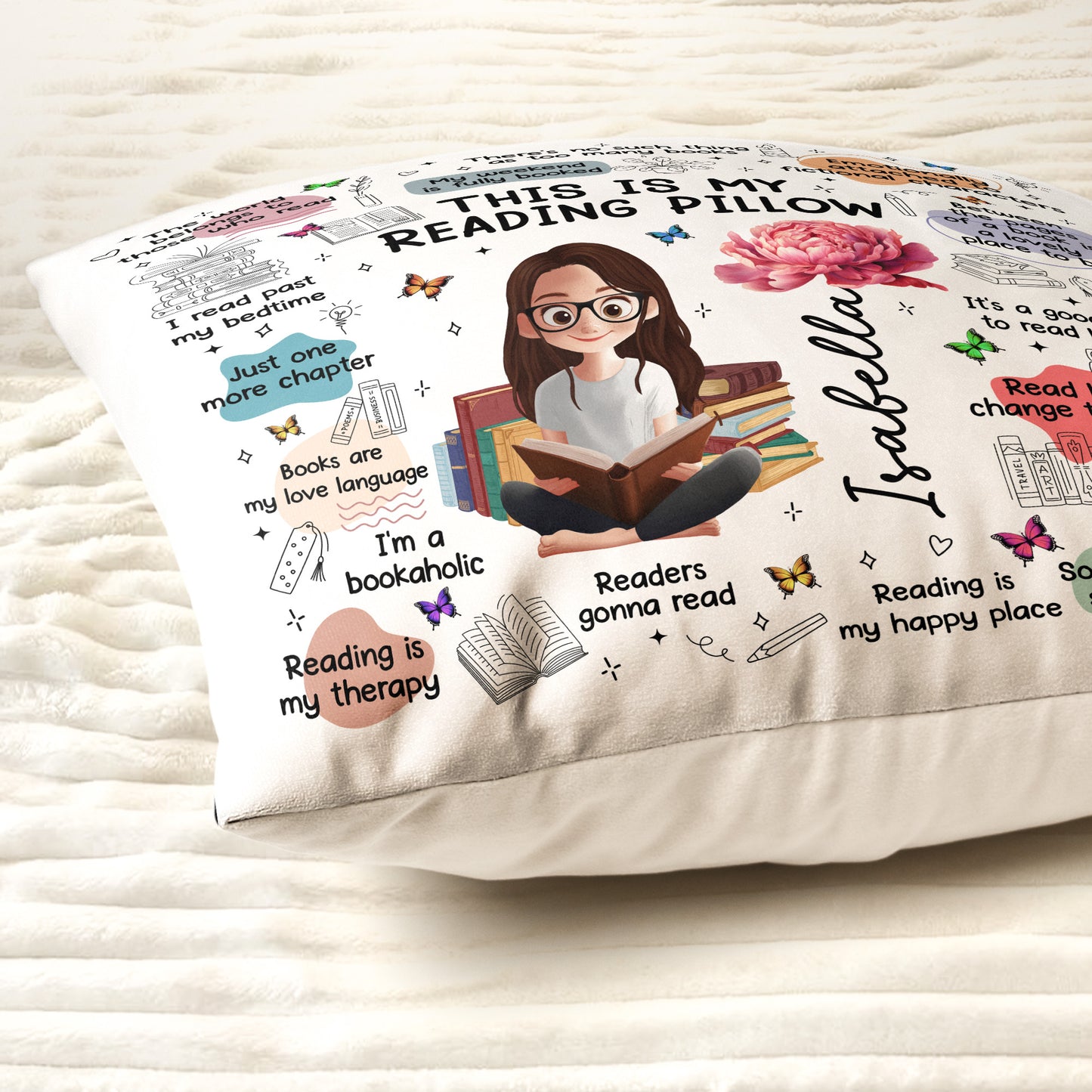 Birth Flower Book Lovers, Books Quotes - Personalized Pillow (Insert Included)