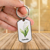 Birth Flower Daughter, Granddaughter - Personalized Stainless Steel Keychain